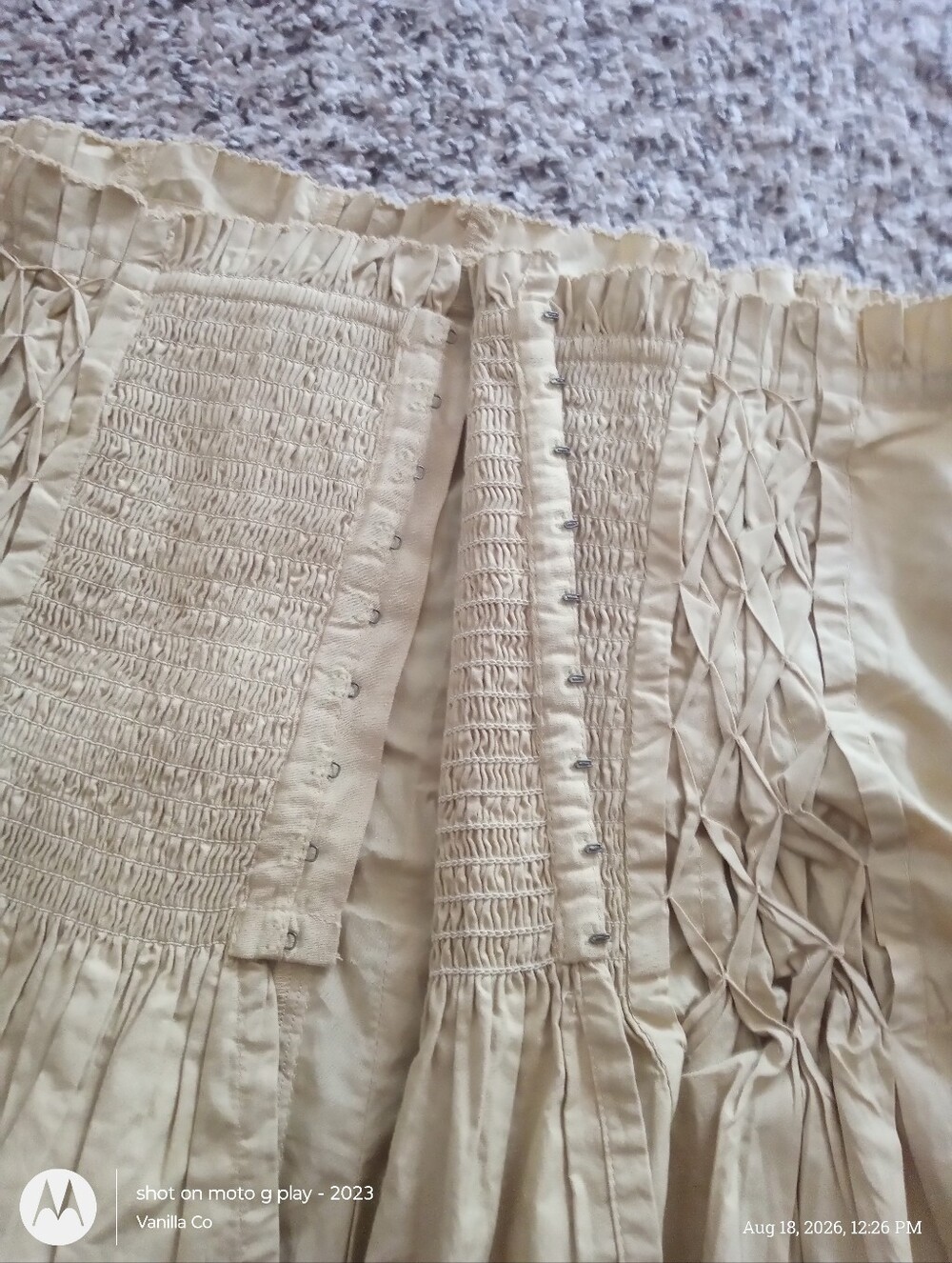 Anthropologie Strapless Hand-Smocked Corset Top Khaki Large - Picture 7 of 16